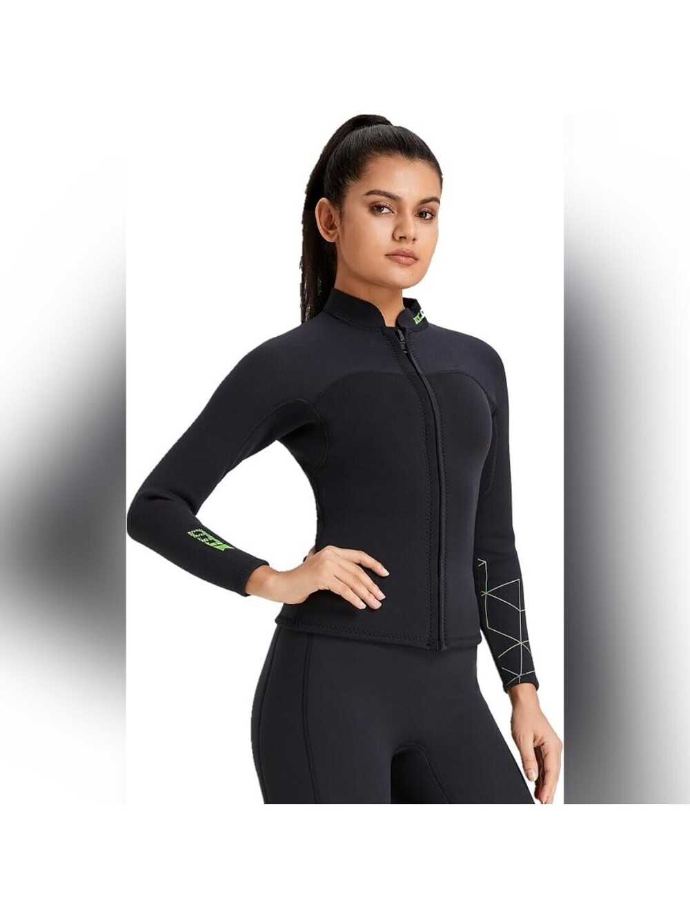 NWT ZCCO 3mm Neoprene Wetsuit Jacket, Front Zipper Long Sleeves, Black, XL